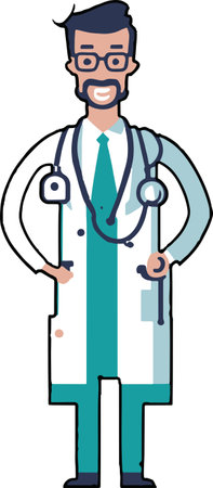 The Flat Doctor Illustration is a modern and minimalist representation of a doctor in a clean and simple flat design style.のイラスト素材