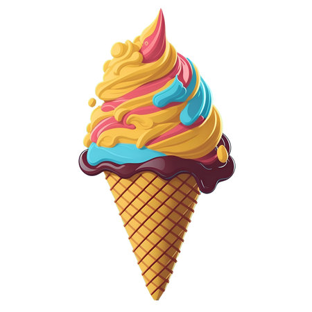 Enhance your design projects with this delightful ice cream cone vector file. This high-quality illustration showcases a classic ice cream cone, featuring a delicious swirl of ice cream atop a crispy cone.の写真素材
