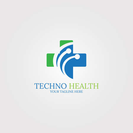 Digital health icon template, vector logo technology for business corporate, medical tech, creativity symbol, illustration -vectorのイラスト素材