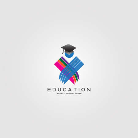 Education Logo template, vector logo for international school identity, global school, elements, icons or symbol, illustration -vectorのイラスト素材