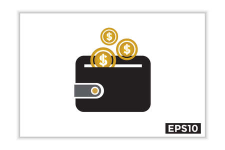 dollar cash icon in wallet, payment instrument. dollar signのイラスト素材