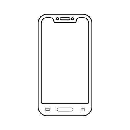 Mobile phone with a blank screen and flat style with isolated on a white background. mock-up template design, smartphone icon. Vector illustration elementのイラスト素材