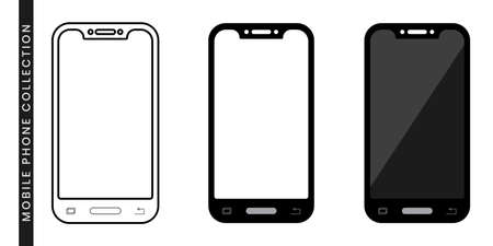 Mobile phone with a blank screen and flat style with isolated on a white background. mock-up template design, smartphone icon. Vector illustration elementのイラスト素材