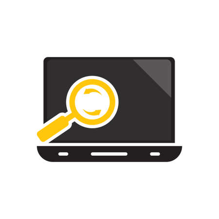 Laptop and Magnifying Glass, Template, Vector Illustration Elementのイラスト素材