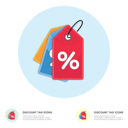 Discount offer tag icon. Shopping coupon percentage symbol.のイラスト素材