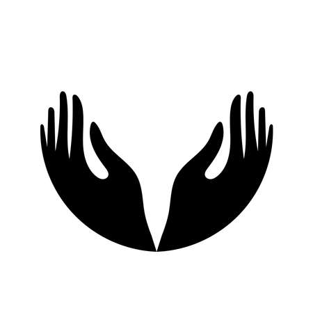 Hand icon. vector illustration of cupped handsのイラスト素材