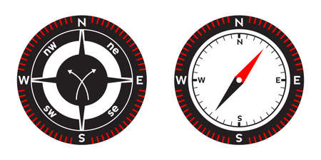 Compass pointer icon with white background, Direction, map navigation symbol.のイラスト素材