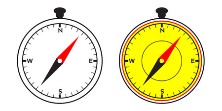 Compass pointer icon with white background, Direction, map navigation symbol.