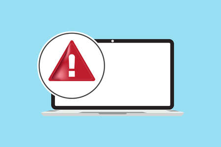 Laptop with red error messages or alarm Danger of damage to the device.のイラスト素材