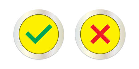 Check marks and crosses on a white background.のイラスト素材