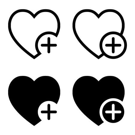 Heart icon with plus sign for app or websiteのイラスト素材