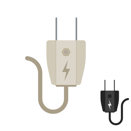 Electric plug icon in vector shape on a white background