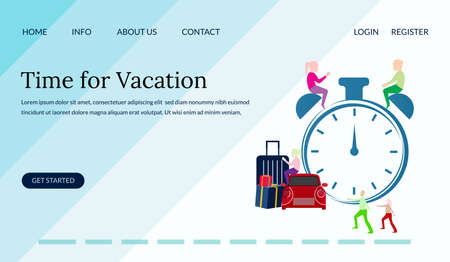 Time for vacation, group people and clock concept , travelling,can used for landing page, tourism promotion,template, ui, web, mobile app, poster, banner, leaflets,element illustration- Vectorのイラスト素材