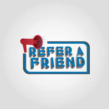 3D Refer a friend concept vector with megaphone, landing page, template, ui, web, mobile app, poster, banner, flyer, background, gift card, label, wallpaper - Vectorのイラスト素材