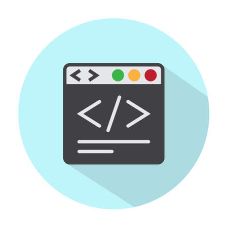 Website development coding / HTML coding flat color icon for apps or webのイラスト素材