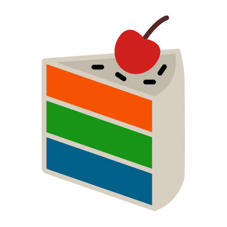 slice of rainbow layer cake with cherry fruit for apps and websitesのイラスト素材