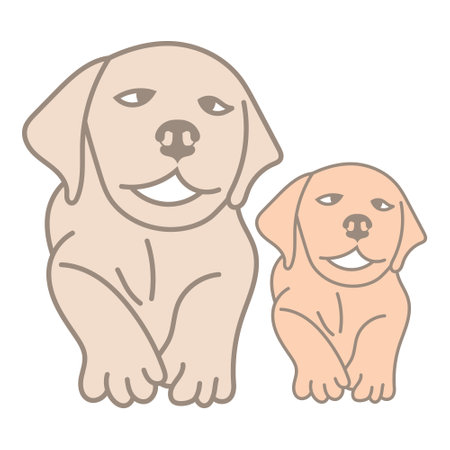 Mother dog and puppies flat color icon for apps or websitesのイラスト素材