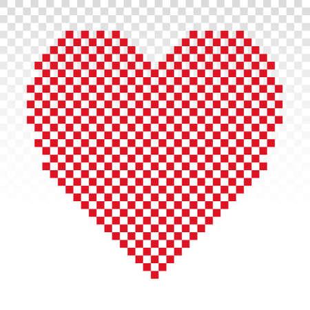 Red pixel heart or pixelated hearts flat vector icon for apps and websiteのイラスト素材