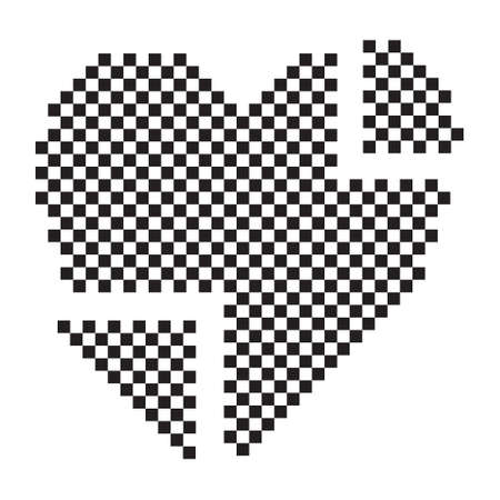 Pixel heart or pixelation heart's flat vector icon for apps and websiteのイラスト素材