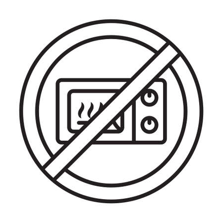 Line art vector icon prohibition sign microwave / oven use for app or websiteのイラスト素材
