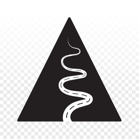 Tall mountain with hiking trail flat vector icons on a transparent backgroundのイラスト素材