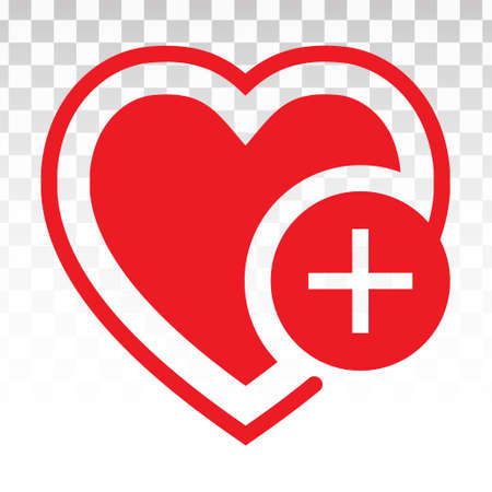 Vector icon a red heart shape with plus sign or favourite symbols for apps websitesのイラスト素材