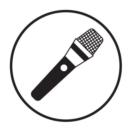 Circled wireless dynamic microphone flat icon for apps and websiteのイラスト素材