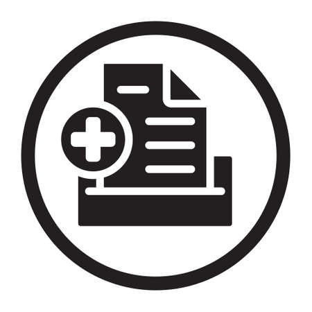 Circled electronic medical record vector icon for apps or websitesのイラスト素材