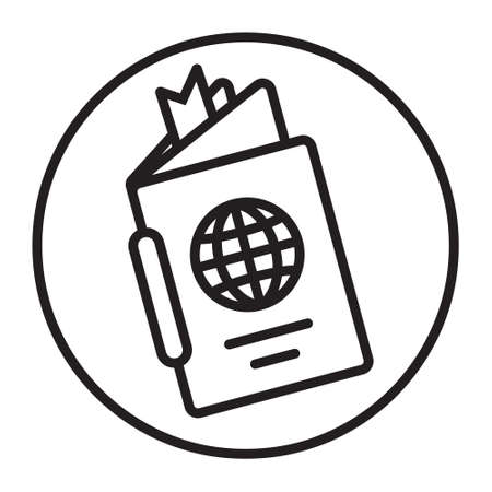 Circled International travel passport booklet icon for apps and websitesのイラスト素材