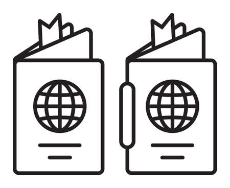 International travel passport booklet line art icon for apps and websitesのイラスト素材