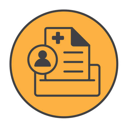 Round patient medical record flat color icon for apps or websitesのイラスト素材
