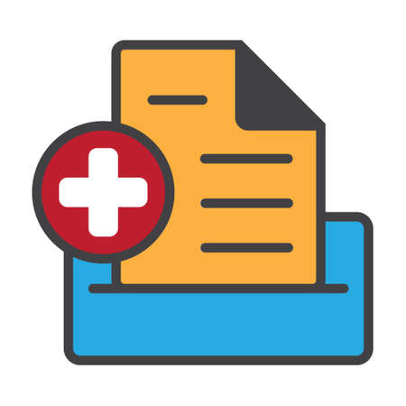 Medical record flat color icon for apps or websitesのイラスト素材