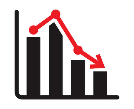 Flat icon a stock or financial market crash for apps or websitesのイラスト素材