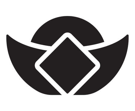Flat vector icon a sycee or chinese gold ingot for apps or websitesのイラスト素材