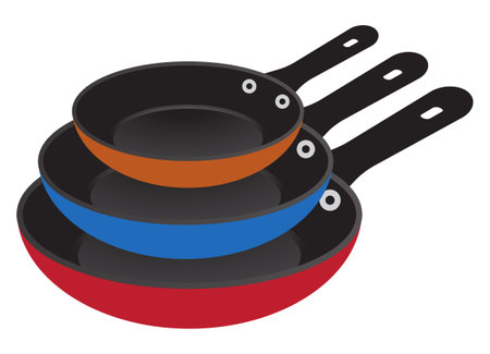 Flat vector icon the colorful stack of frying pan for apps and websitesのイラスト素材