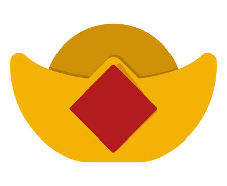 Flat color icon a sycee or chinese gold ingot for apps or websitesのイラスト素材