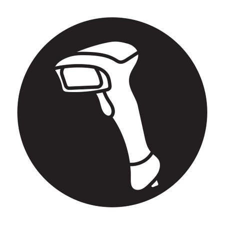 Barcode scanner flat icon on a round backgroundのイラスト素材