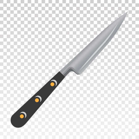 Kitchen knife flat color vector icon on a transparent backgroundのイラスト素材