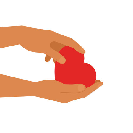 Male hands hold red heart.のイラスト素材
