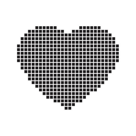 Isolated Black Pixel Art Style Heartのイラスト素材
