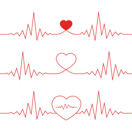 3 heart beat seamless dividers setのイラスト素材