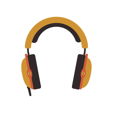 Vintage retro headphones. Minimalistic flat style. Classic retro colors. Isolated. Perfect for designs related to music or vintage technology.のイラスト素材