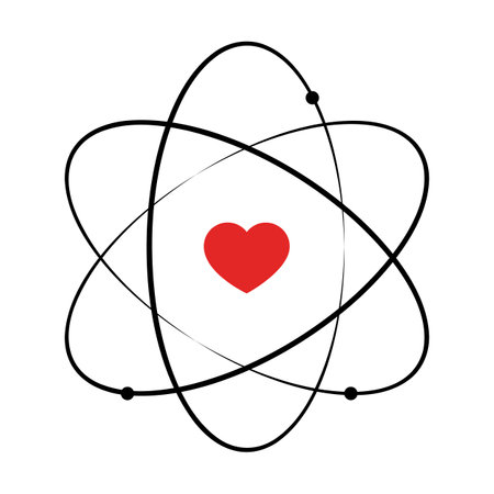 Heart shape atom with electrons.のイラスト素材