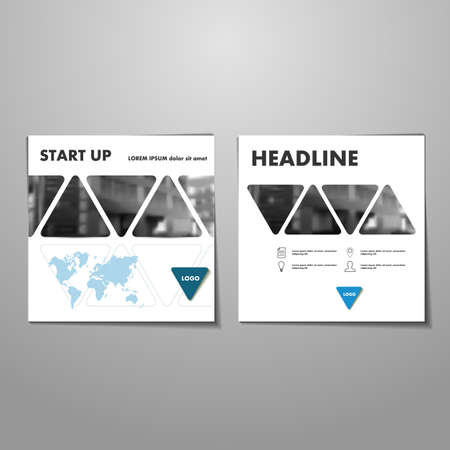 Blue Geometry brochure design template / Vector cover, Leaflet, Presentation / Abstract Background.のイラスト素材