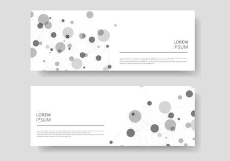 Abstract polygonal network shapes with connecting dots and lines. Cover technology template.のイラスト素材