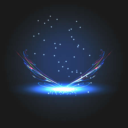 Creative glow effect concept on black background. Vector abstract form.のイラスト素材