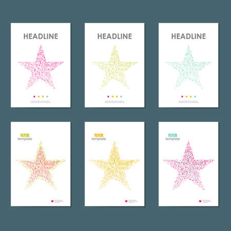 Six vector business brochure design with star symbol.のイラスト素材