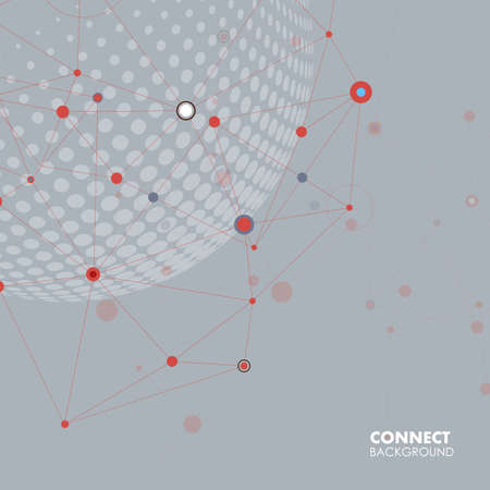 Vector halftone circle witn molecule connectのイラスト素材