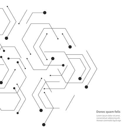 Hexagons genetic, science, chemical carcass. Vector connection and social network. Concept with lines and dotsのイラスト素材