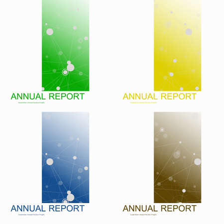 Science brochure design template. Vector molecular structure with connected lines and dots. Cover square formatのイラスト素材